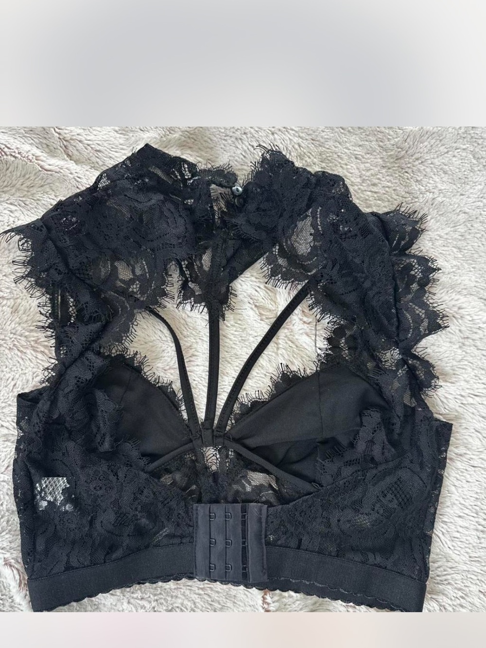naked wardrobe Black Lace Strappy Bralette